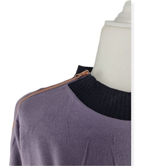 Xersion Purple Moon Navy sweatshirt with Mock collar and collar zipper. … - Picture 4 of 5